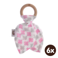 Hryzátko XKKO BMB Lístky - Baby Pink Cross 6x1ks (VO balenie)