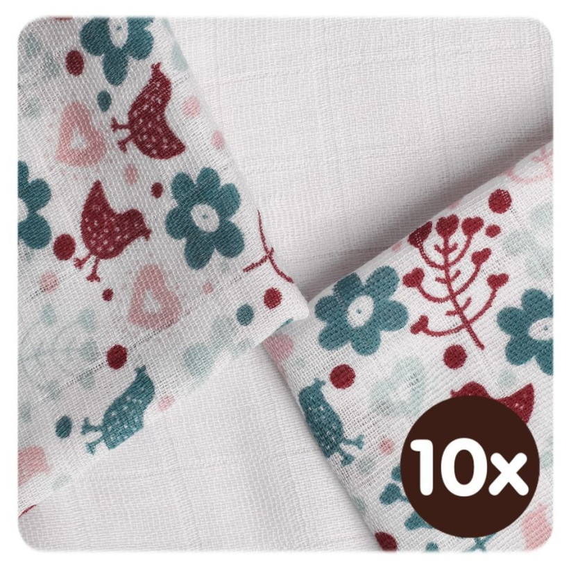 Bambusové obrúsky XKKO BMB 30x30 - Flowers&Birds Girls MIX 10x9ks VO bal.