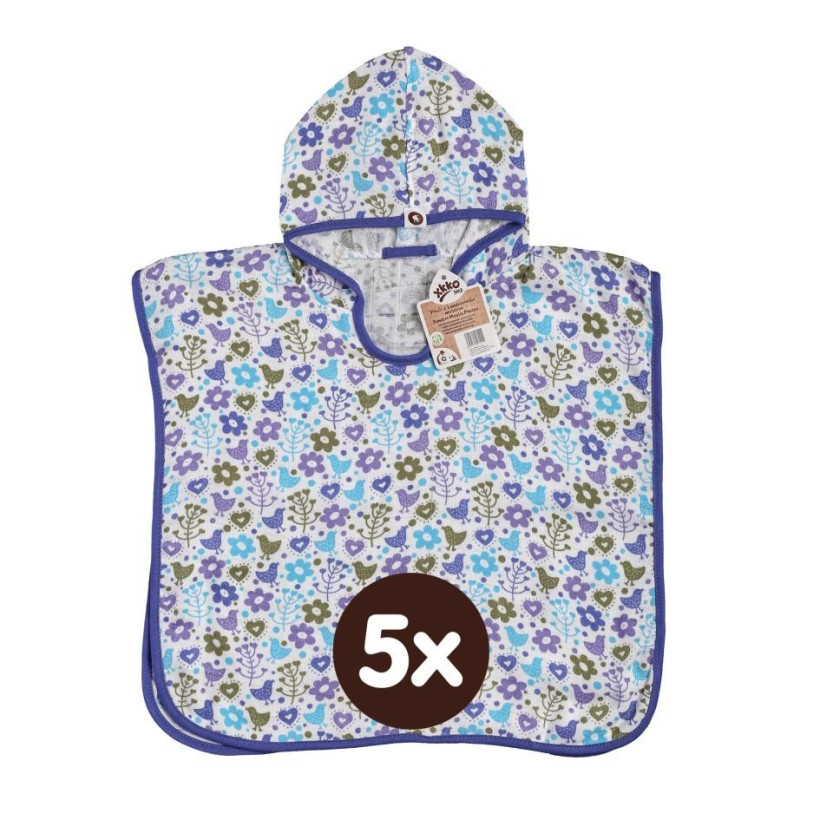Bambusové pončo XKKO BMB - Flowers&Birds Boys 5x1ks (VO balenie)