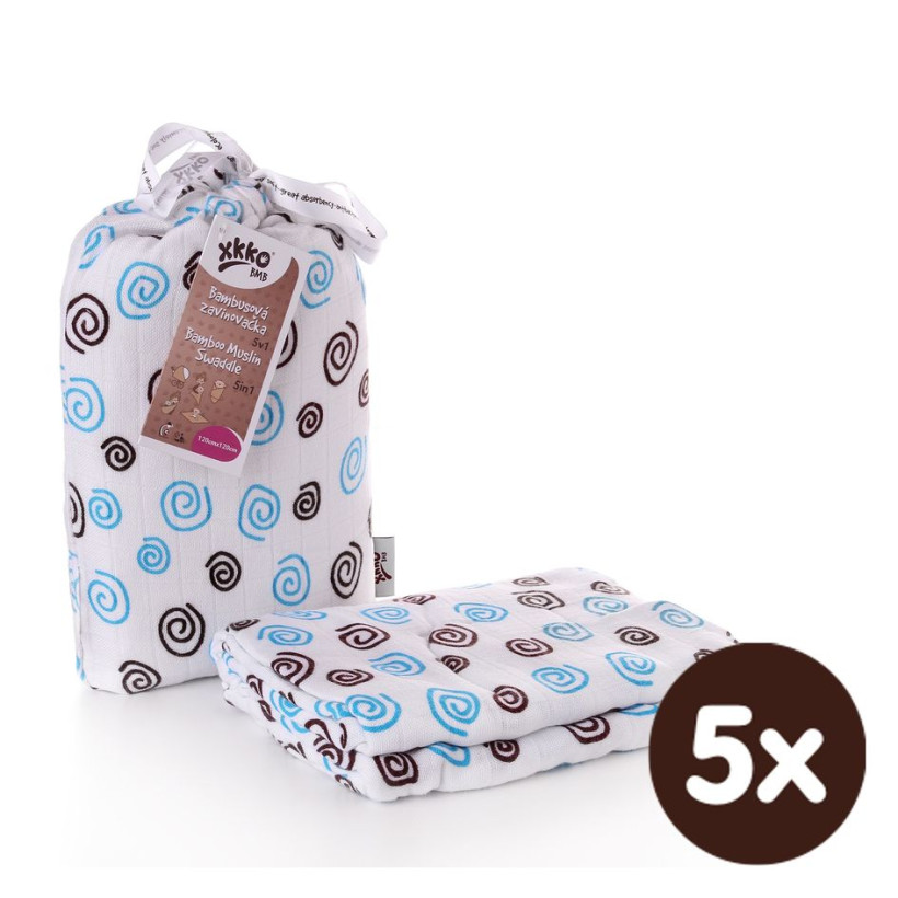 Bambusová zavinovačka XKKO BMB 120x120 - Cyan Spirals  5x1ks VO bal.