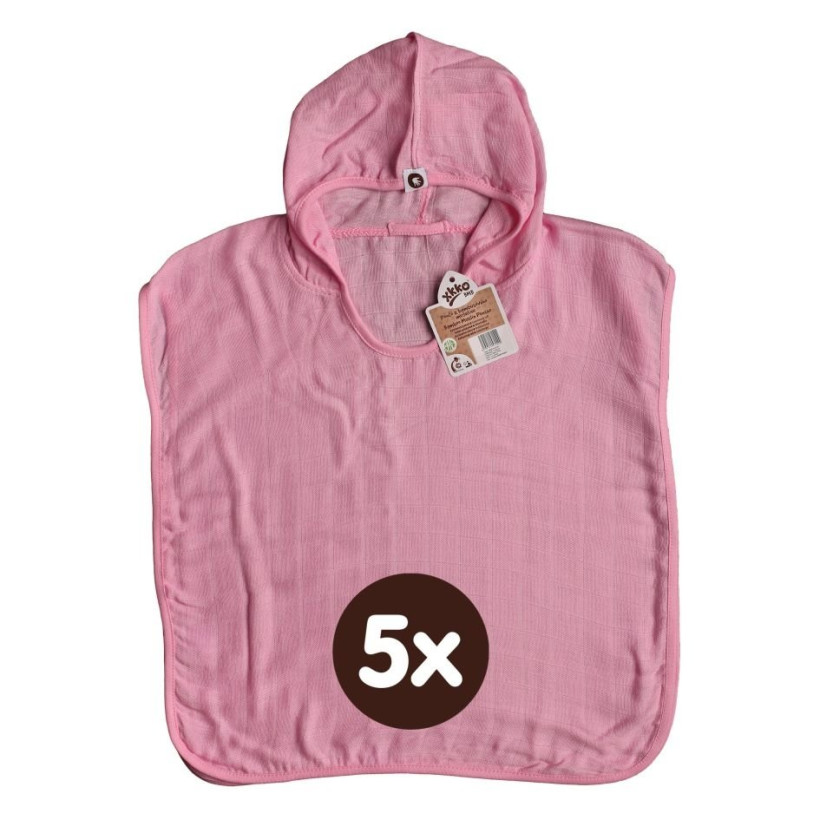 Bambusové pončo XKKO BMB - Baby Pink 5x1ks (VO balenie)