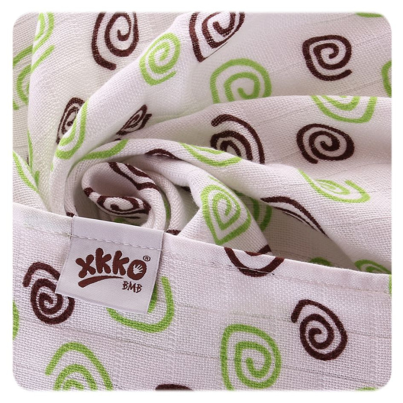 Bambusové plienky XKKO BMB 70x70 - Spirals&Bubbles Lime MIX 3ks