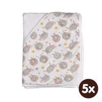 Bambusová froté osuška s kapucňou XKKO BMB 90x90 - Dreamy Sheeps 5x1ks (VO bal.)