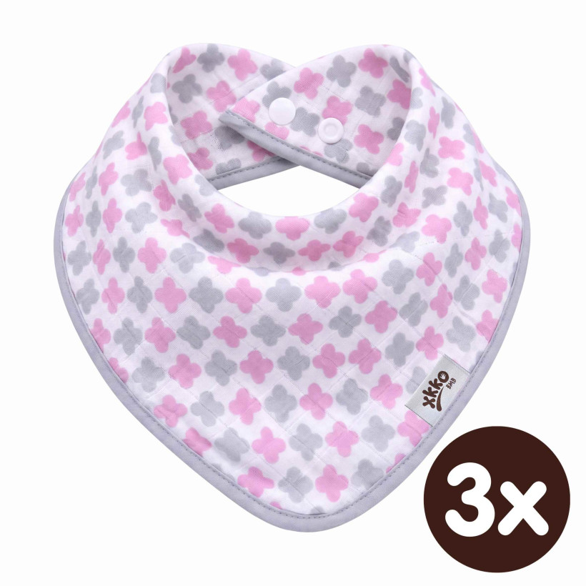 Bambusová šatka XKKO BMB - Scandinavian Baby Pink Cross 3x1ks VO bal.