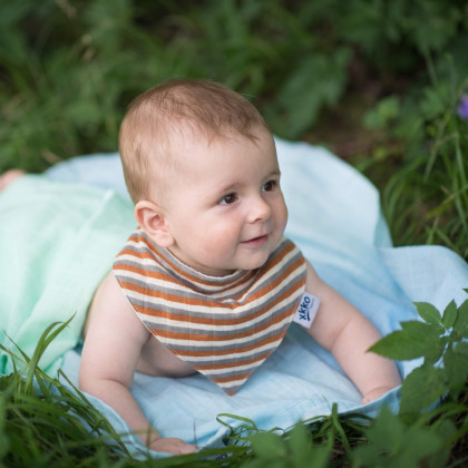 Šatka XKKO Organic Staré časy - Brown Stripes