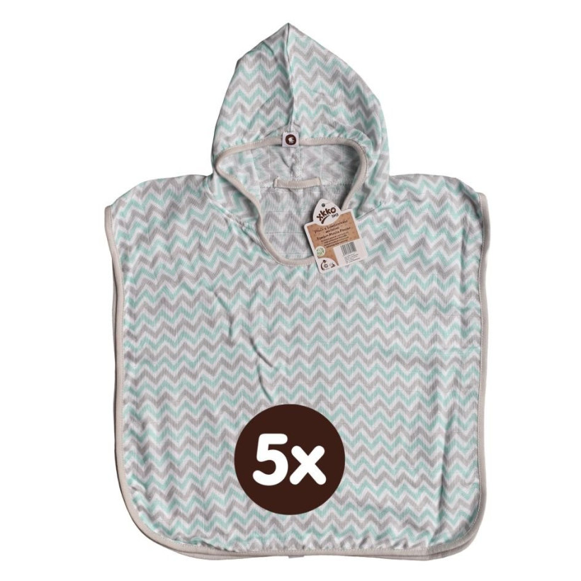 Bambusové pončo XKKO BMB - Chevron Mint 5x1ks (VO balenie)