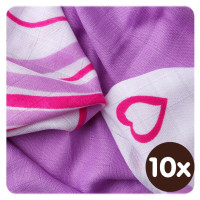 Bambusové obrúsky XKKO BMB 30x30 - Hearts&Waves Lilac MIX  10x9ks VO bal.