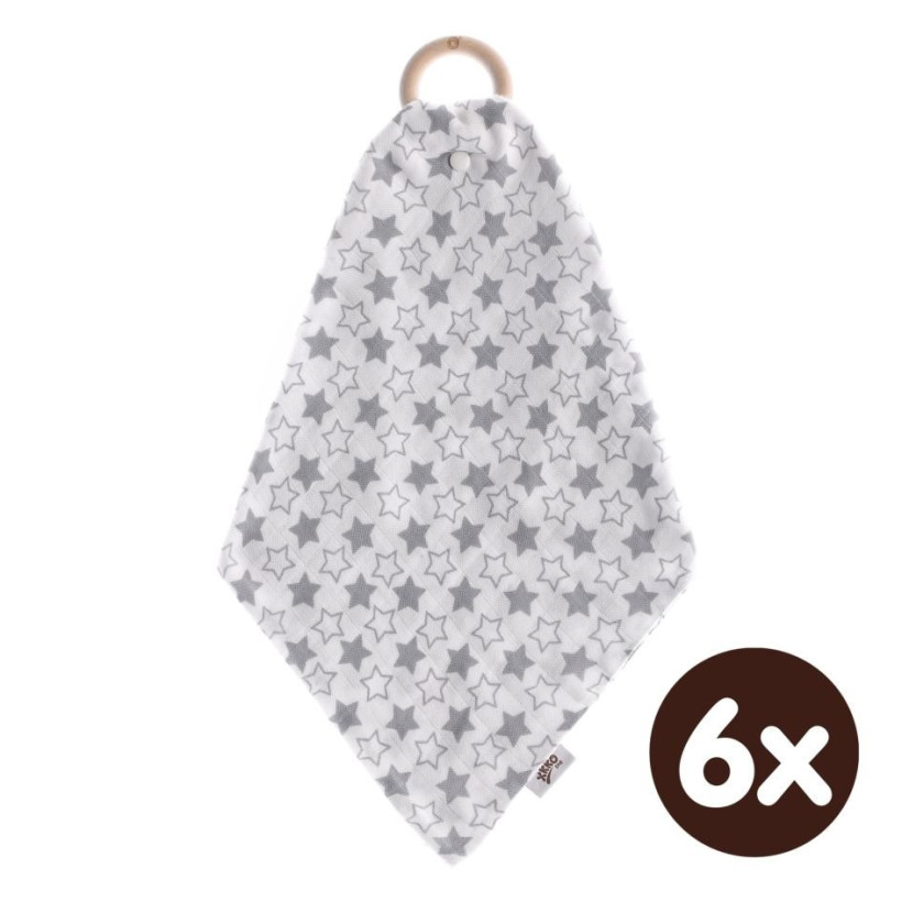 Hryzátko XKKO BMB s plienkou - Silver Little Stars 6x1ks (VO balenie)