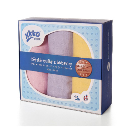 Osušky z biobavlny XKKO Organic 90x100 Staré časy - Pastels For Girls