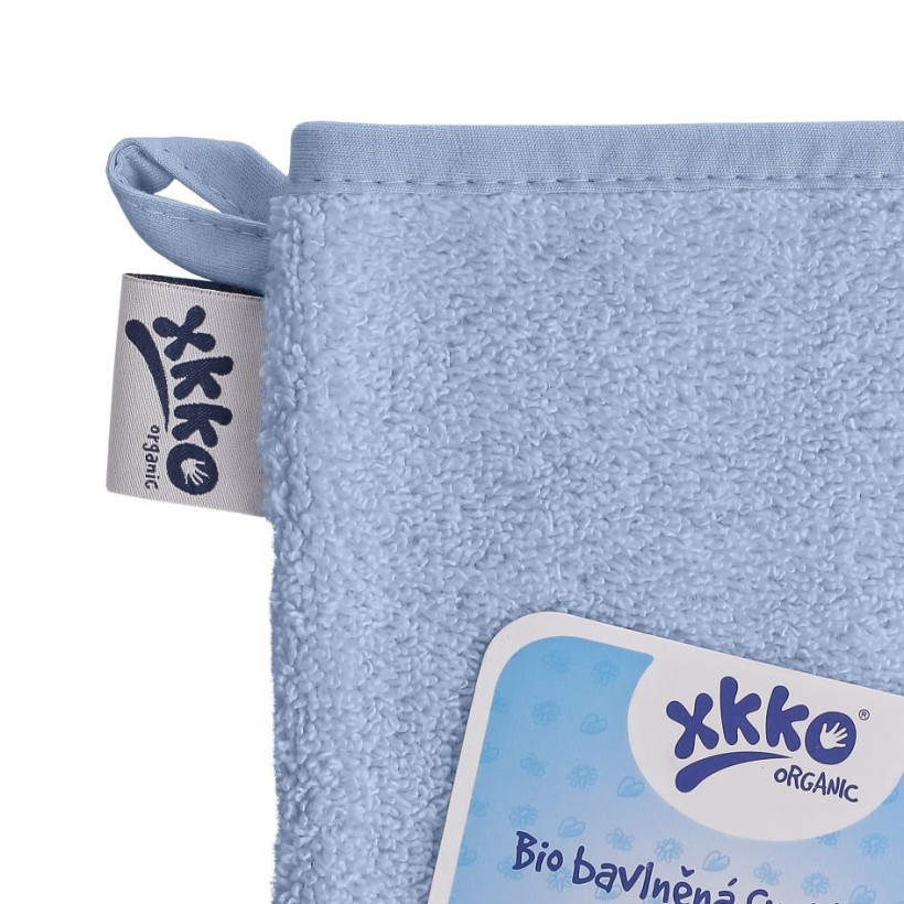 BIO bavlnené froté žinka XKKO Organic - Baby Blue 5x1ks (VO bal.)