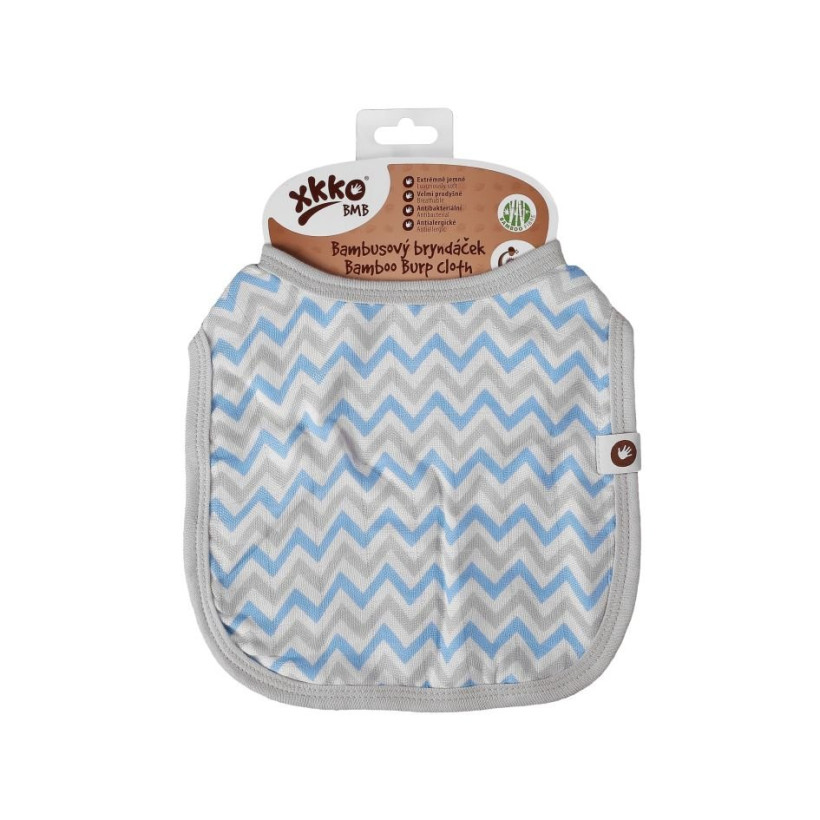 Bambusový podbradník XKKO BMB - Scandinavian Baby Blue Chevron