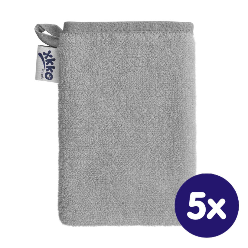 BIO bavlnené froté žinka XKKO Organic - Silver 5x1ks (VO bal.)