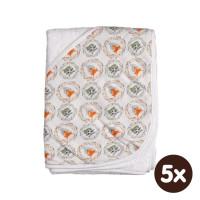 Bambusová froté osuška s kapucňou XKKO BMB 90x90 - Fox&Raccoon 5x1ks (VO bal.)