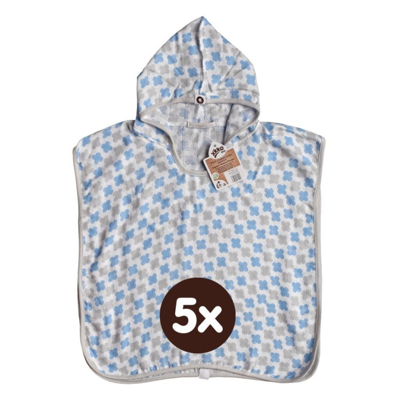 Bambusové pončo XKKO BMB - Cross Baby Blue 5x1ks (VO balenie)