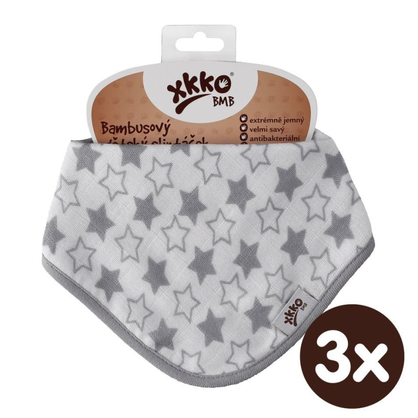 Bambusová šatka XKKO BMB - Little Stars Silver 3x1ks VO bal.