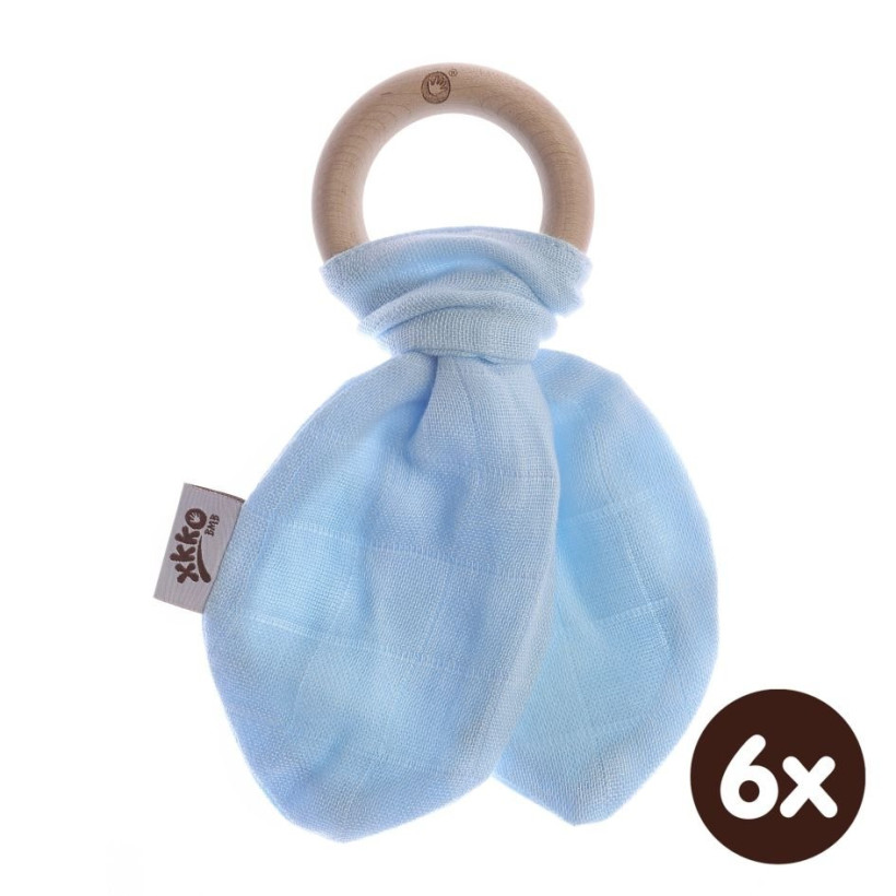 Hryzátko XKKO BMB Lístky - Baby Blue 6x1ks (VO balenie)