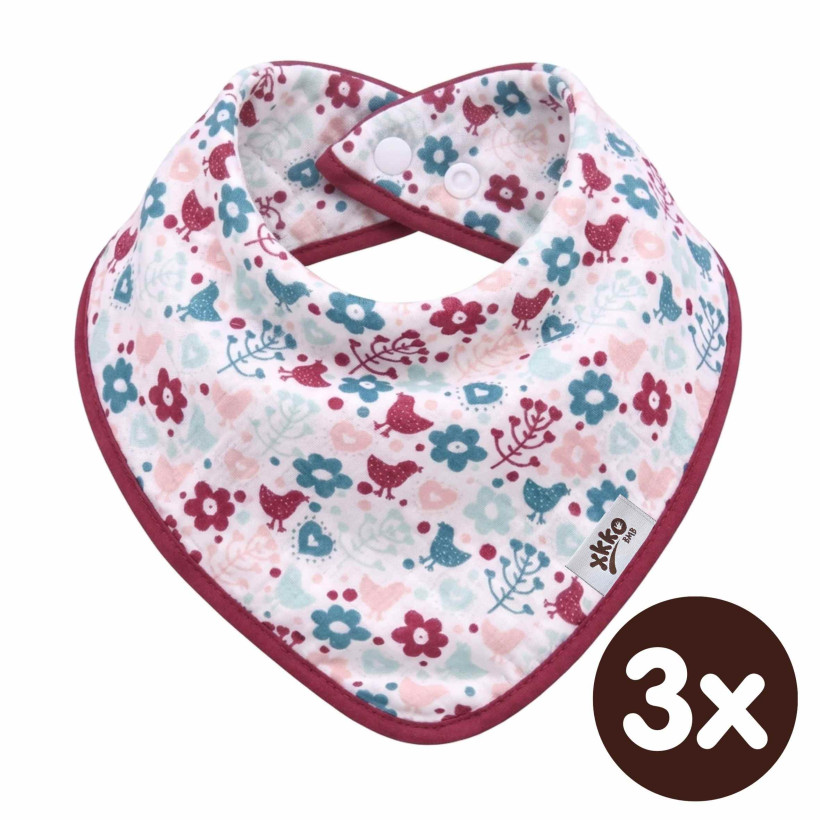 Bambusová šatka XKKO BMB - Flowers&Birds Girls 3x1ks VO bal.