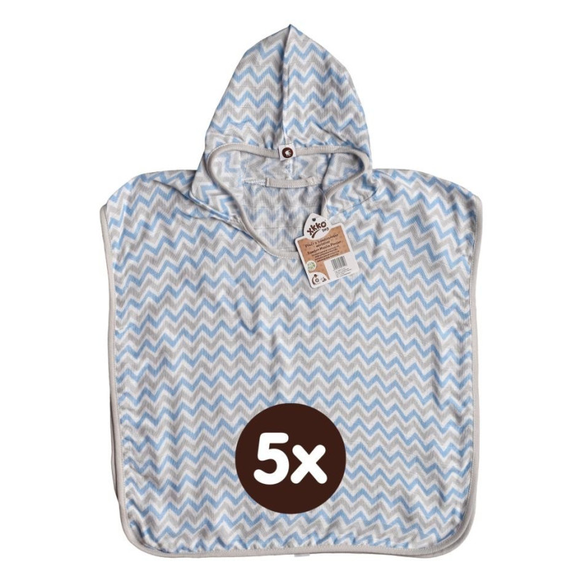 Bambusové pončo XKKO BMB - Chevron Baby Blue 5x1ks (VO balenie)