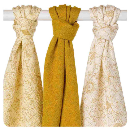 Bambusové plienky XKKO BMB 70x70 - Safari Honey Mustard MIX 3ks