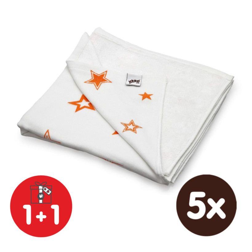 Bambusová deka XKKO BMB 130x70 - Orange Stars 5x1ks VO bal.