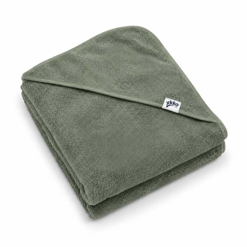 BIO Bavlnená froté osuška s kapucňou XKKO Organic 90x90 - Granite Green