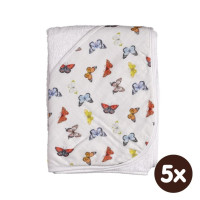 Bambusová froté osuška s kapucňou XKKO BMB 90x90 - Butterflies 5x1ks (VO bal.)