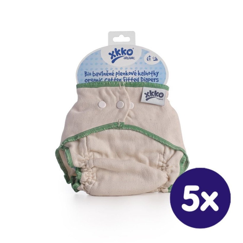 Plienkové nohavičky XKKO Organic - Natural Veľkosť L 5x1ks (VO bal.)