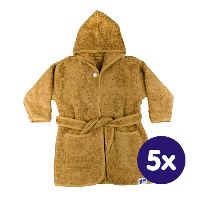 BIO Bavlnený župan XKKO Organic - Honey Mustard 12-24m 5x1ks (VO balenie)