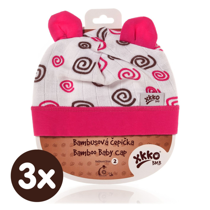 Bambusová čiapočka XKKO BMB - Magenta Spirals 3x1ks VO bal.