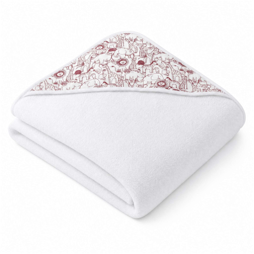 Bambusová froté osuška s kapucňou XKKO BMB 90x90 - Safari W/Mesa Rose
