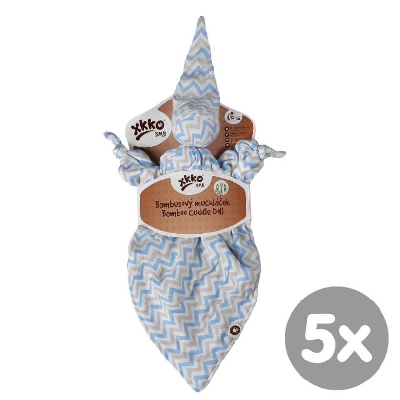 Bambusový maznáčik XKKO BMB - Baby Blue Chevron 5x1ks VO bal.