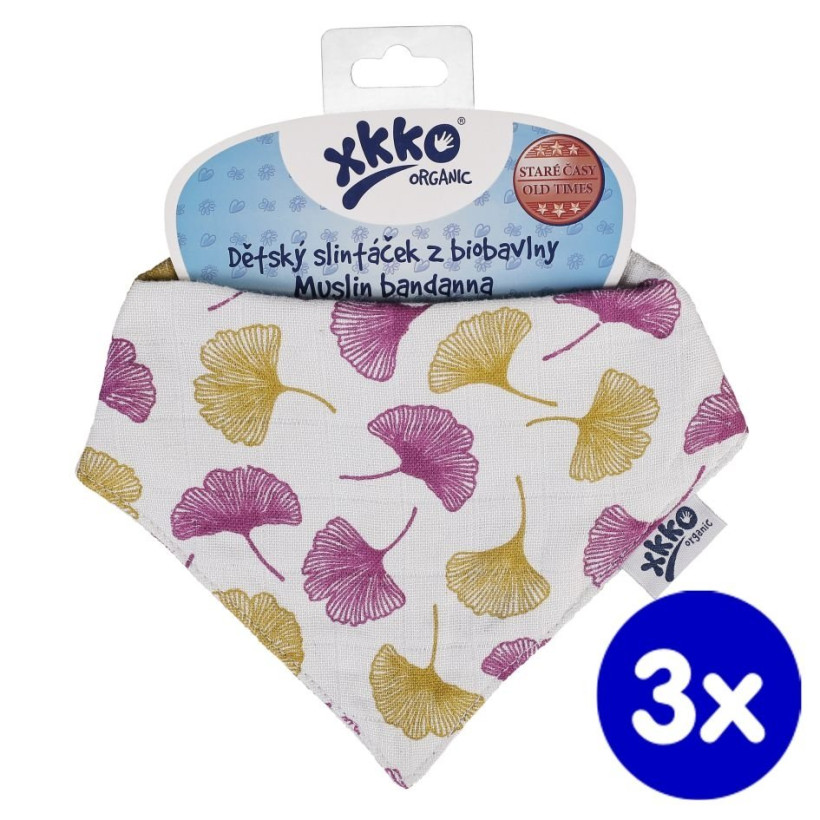 Šatka XKKO Organic Staré časy - Ginkgo 3x1ks VO bal.