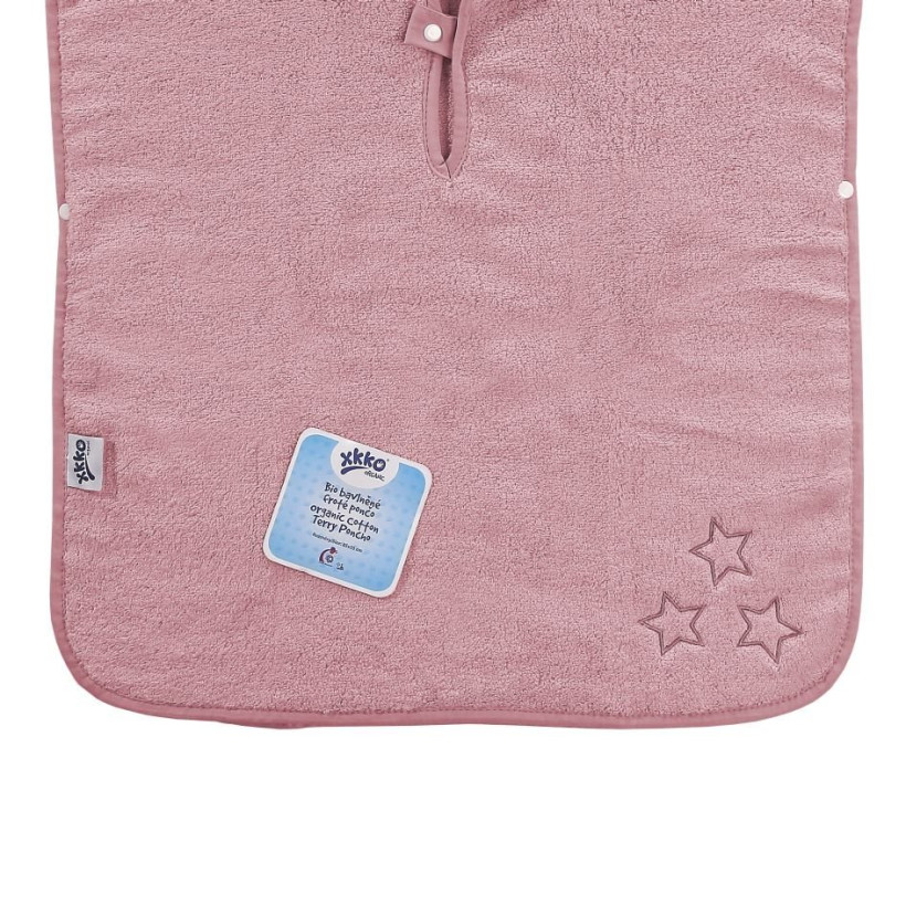 BIO Bavlnené pončo XKKO Organic - Baby Pink Stars