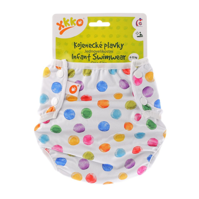 Jednoveľkostné dojčenské plavky XKKO - Watercolour Polka Dots