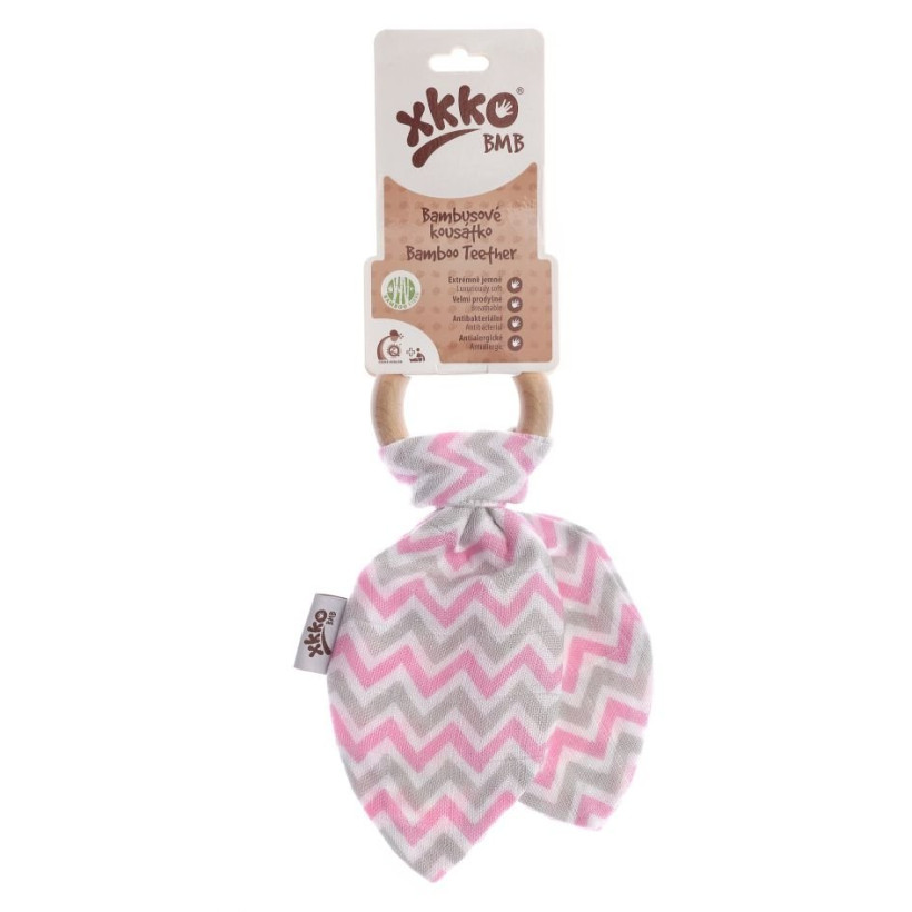 Hryzátko XKKO BMB Lístky - Chevron Baby Pink