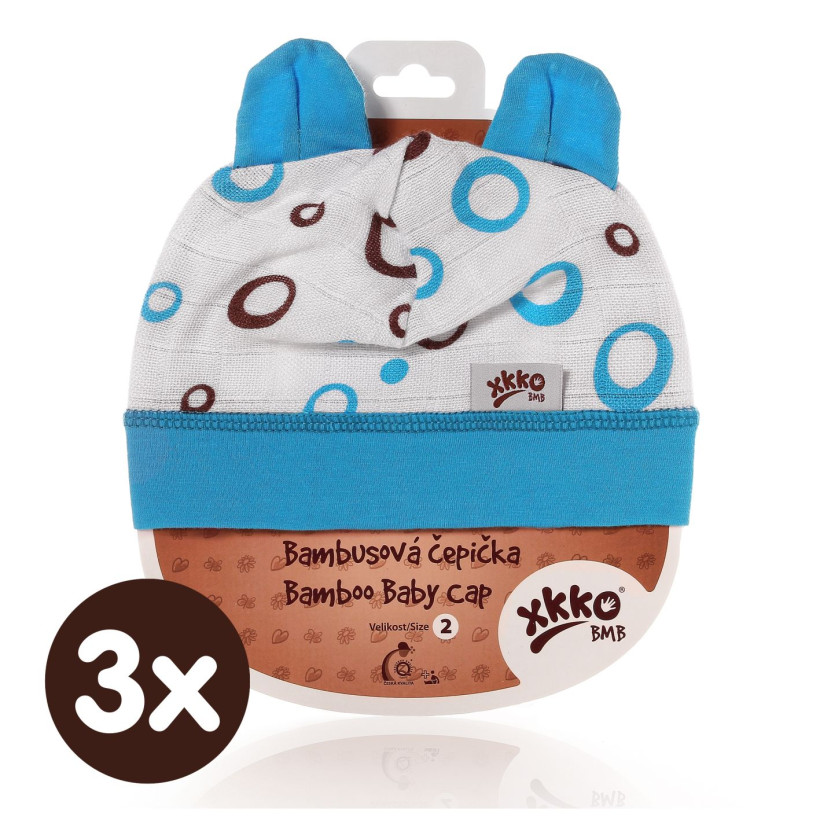 Bambusová čiapočka XKKO BMB - Cyan Bubbles 3x1ks VO bal.