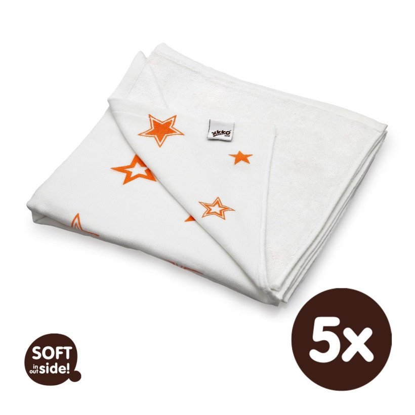 Bambusová deka XKKO BMB 130x70 - Orange Stars 5x1ks VO bal.