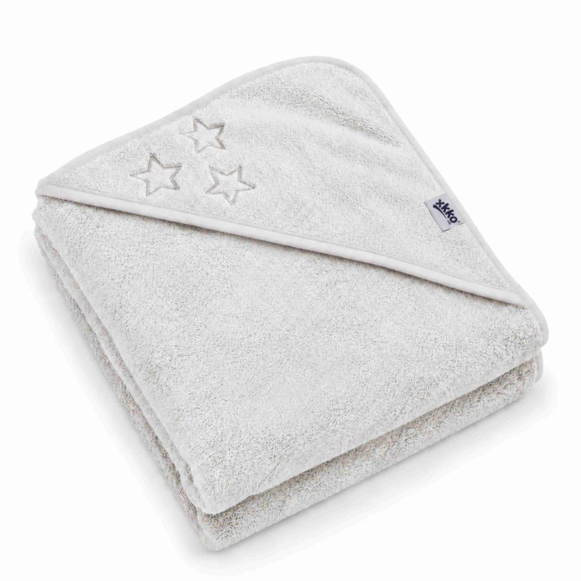 BIO Bavlnená froté osuška s kapucňou XKKO Organic 90x90 - White Stars