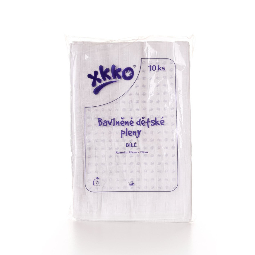 Bavlnené detské plienky XKKO Classic 70x70 - Biele 30x10ks VO bal.