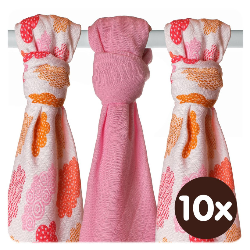 Bambusové plienky XKKO BMB 70x70 - Heaven for Girls MIX 10x3ks VO bal.