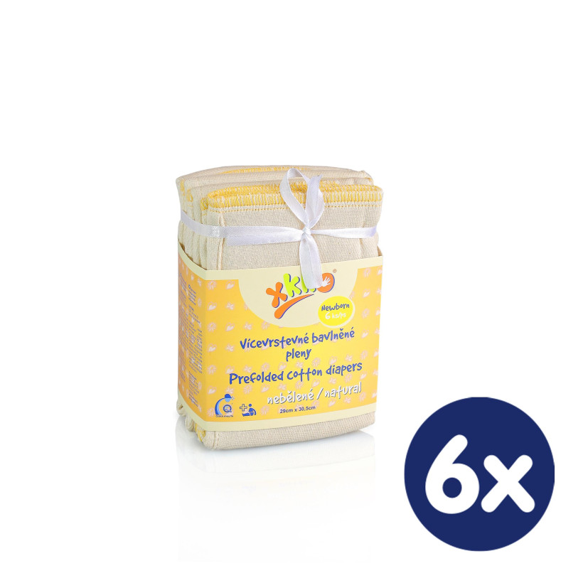 Viacvrstevné plienky XKKO Classic (4/8/4) - Newborn Natural 6x6ks VO bal.