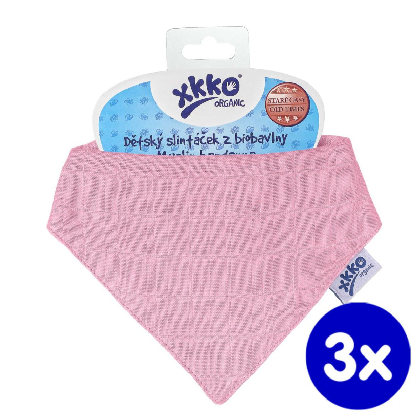 Šatka XKKO Organic Staré časy - Light Pink3x1ks VO bal.