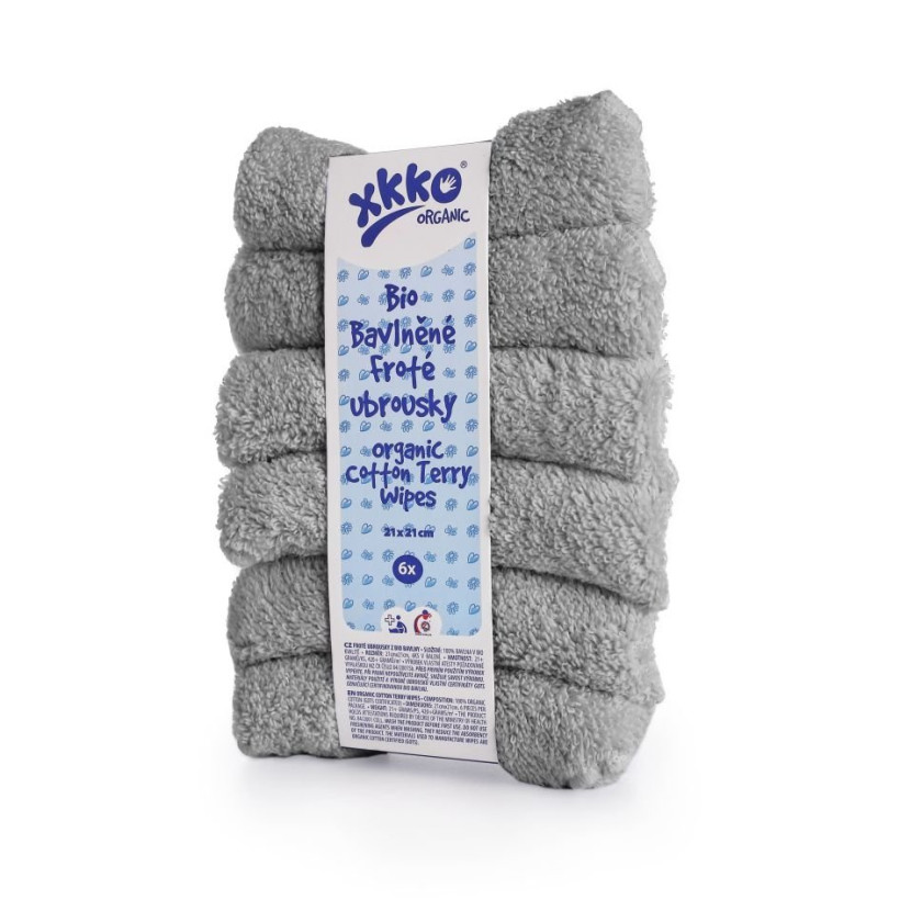 BIO bavlnené obrúsky XKKO Organic 21x21 - Silver 5x6ks (VO bal.)