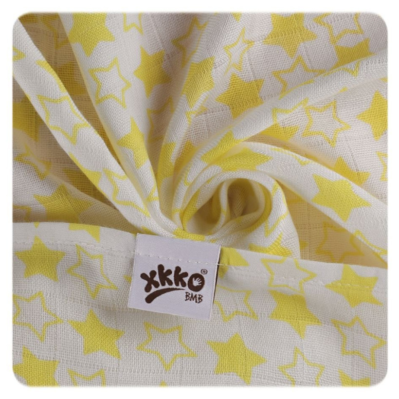 Bambusové plienky XKKO BMB 70x70 - Little Stars Lemon MIX 3ks